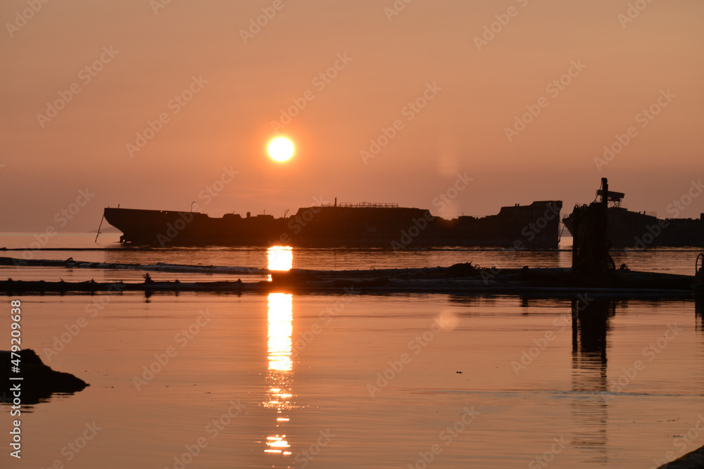 SS Peralta at sunset