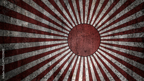Foto A pre-war flag of the Imperial Japanese Navy with a concrete texture and splashes of ink and dirt