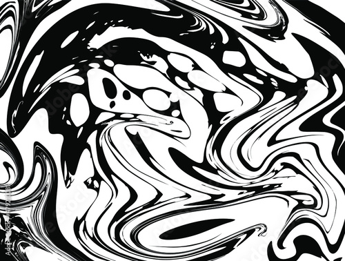 Vector template set of abstract liquid black ink texture in the style of marbled paper on white background.