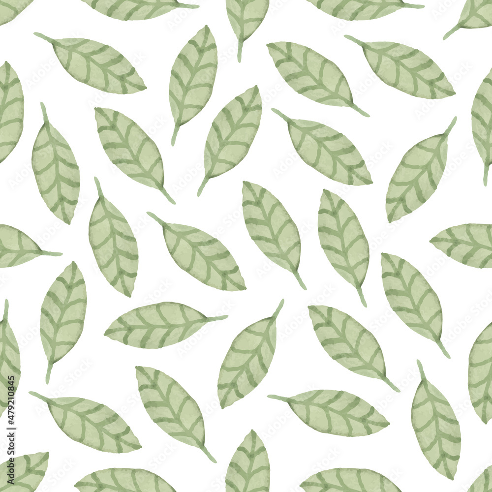 Fototapeta premium Watercolor leaf seamless patternWatercolor leaf seamless pattern
