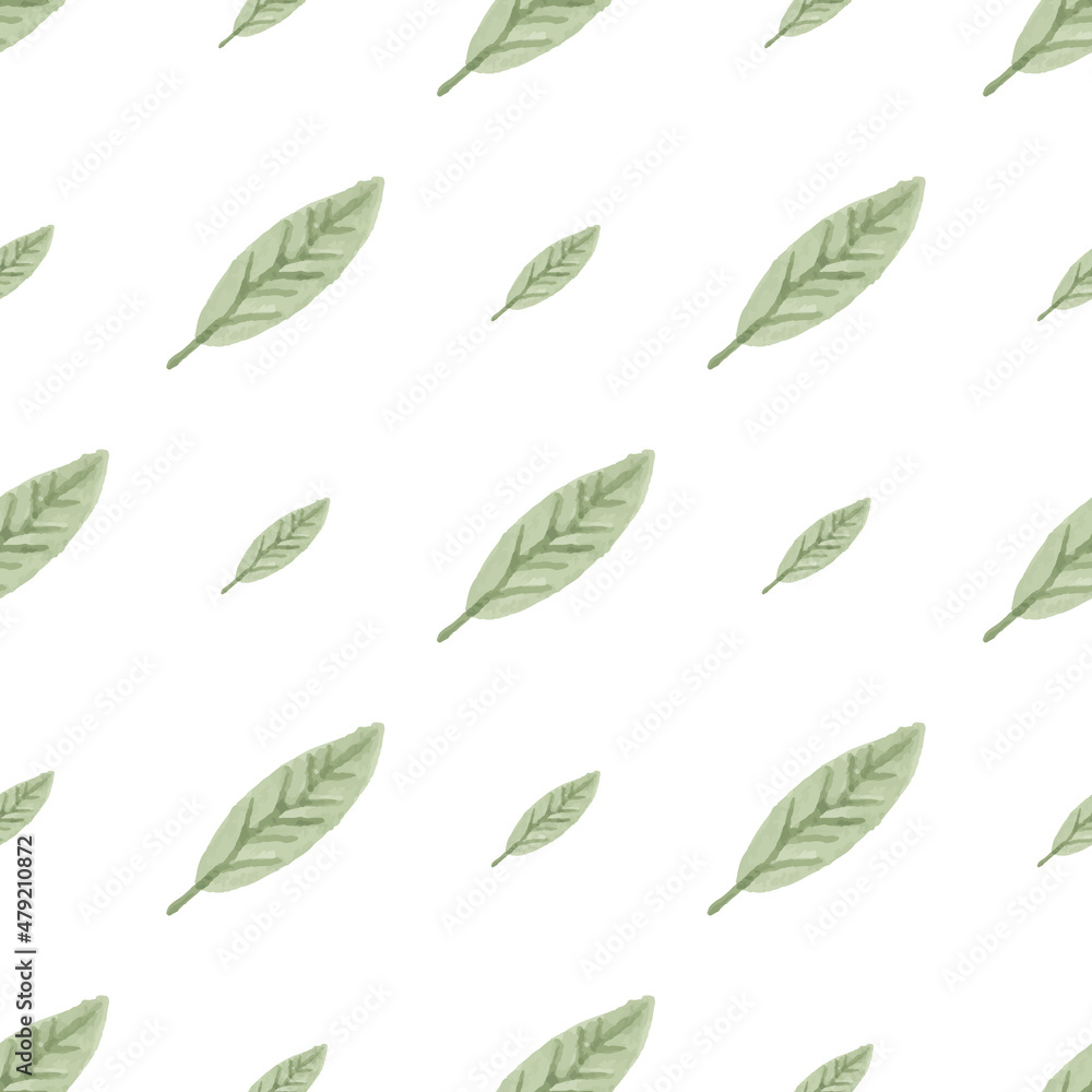 Naklejka premium Watercolor leaf seamless patternWatercolor leaf seamless pattern