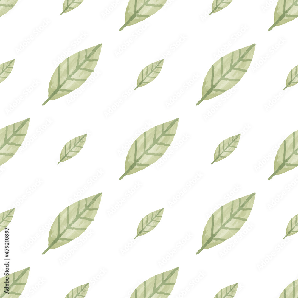 Watercolor leaf seamless patternWatercolor leaf seamless pattern