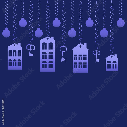 advertising banner or postcard - housewarming, sale or rental of housing on a turnkey basis. Apartments or houses