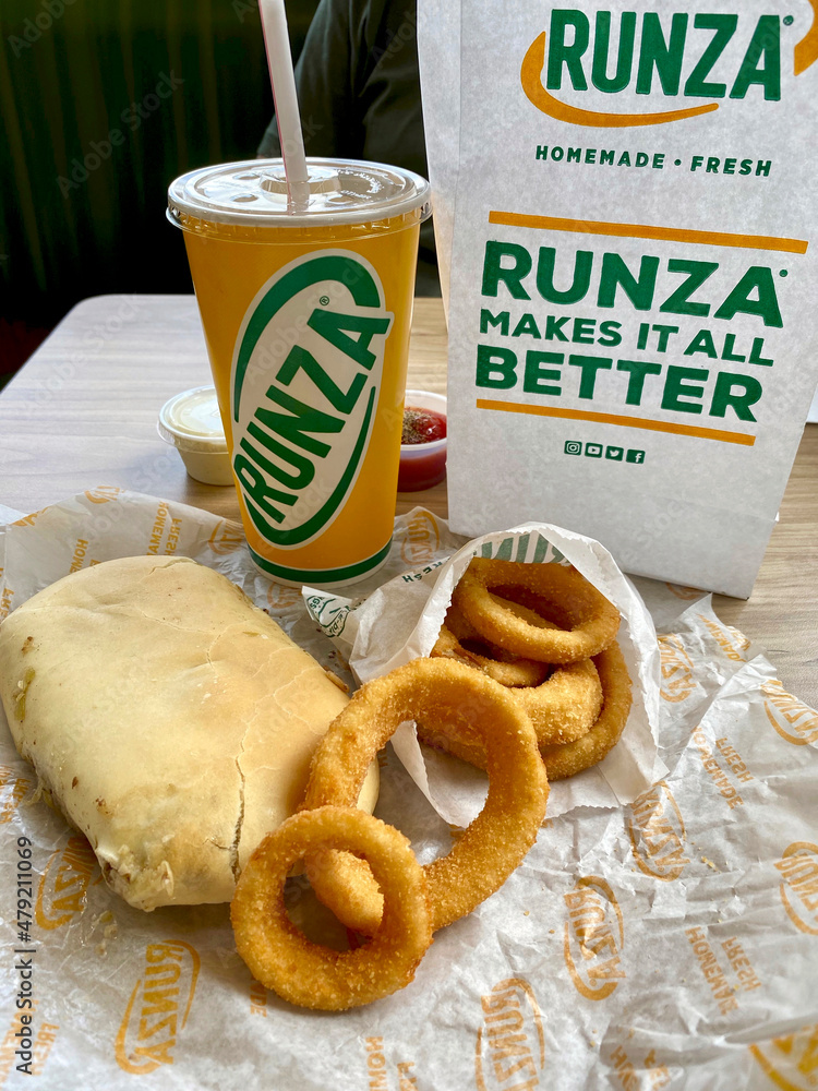 runza-restaurant-meal-with-a-runza-sandwich-onion-rings-and-drink