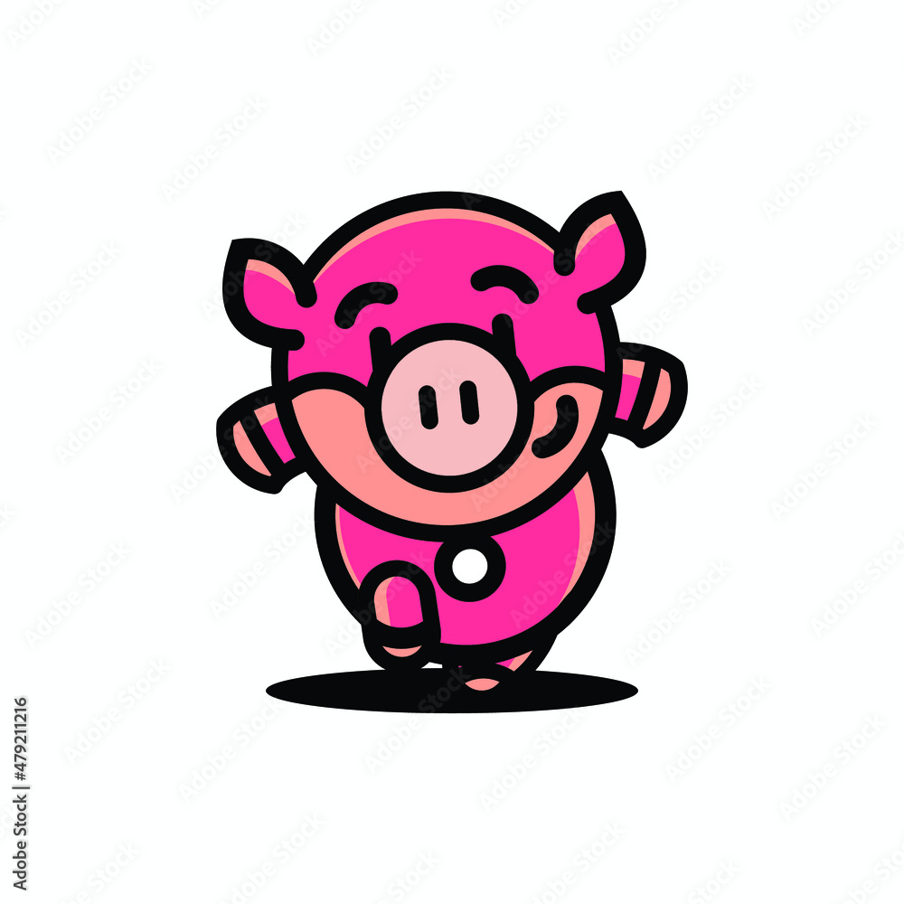 Pig on the run cartoon character isolated vector illustration Pig on the run cartoon character isolated vector illustration