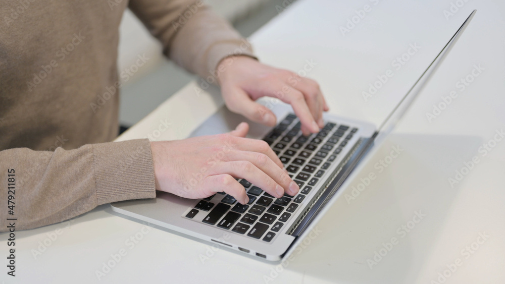 Hands Close Up of Man Typing on Laptop Hands Close Up of Man Typing on Laptop