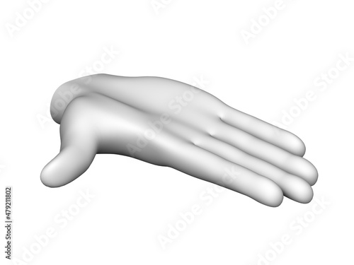Three-dimensional model of human hand isolated on white background. 3D illustration. © Pavel Ignatov