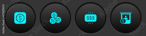 Set Coin money with dollar, Casino chip, Money prize casino and chips exchange icon. Vector