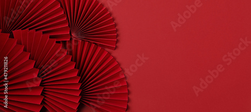 Foto Chinese new year festival or wedding decoration over red background