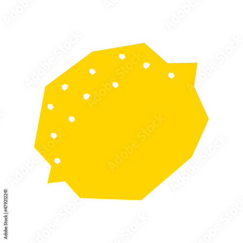 Vector isolated illustration with yellow ripe lemon. Flat natural citrus fruit has simple geometric shape and white points. Organic sour product is healthy vegetarian food. White background