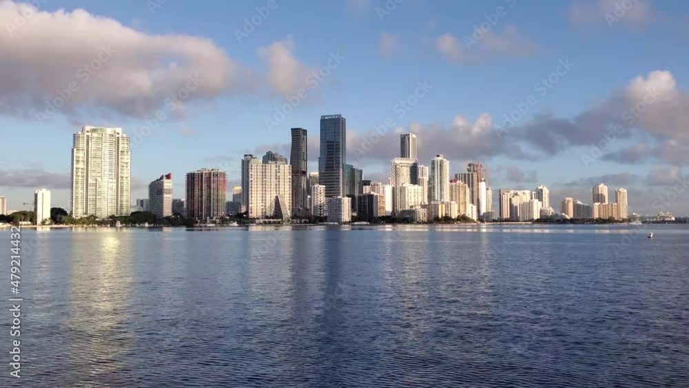 Time lapse of City of Miami, Florida skyline at sunrise on calm winter morning 4K. Time lapse of City of Miami, Florida skyline at sunrise on calm winter morning 4K.