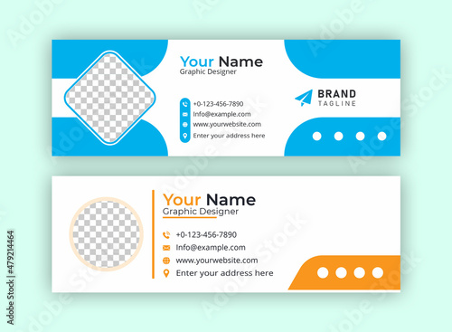 Business Email Signature Template Design. With Two Types Of Different Designs And Vector illustrations. And Two Colors Variations