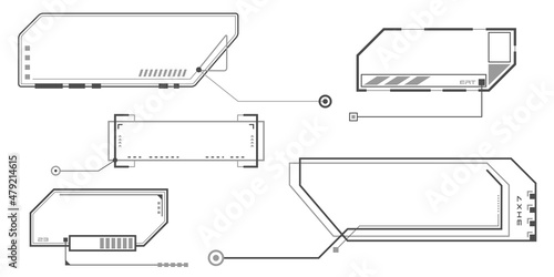 Futuristic ui elements.Technological framework.Callouts titles and frame in Sci- Fi style.Vector illustration.