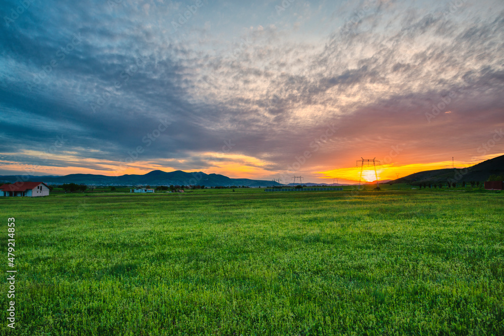 landscape at the sunset