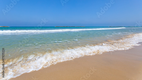 Sea and sandy beach in Tel Aviv