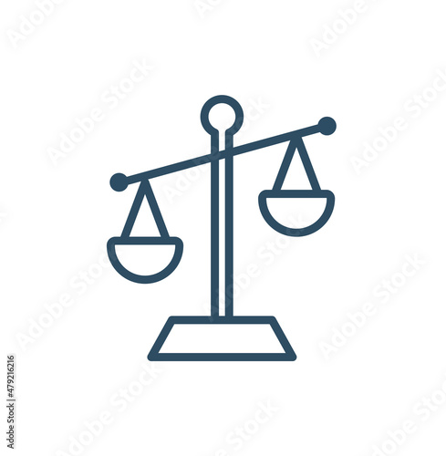 Justice scales line icon. Judgement scale sign. Legal law symbol. Quality design element. Editable stroke. Linear style justice scales icon. Vector