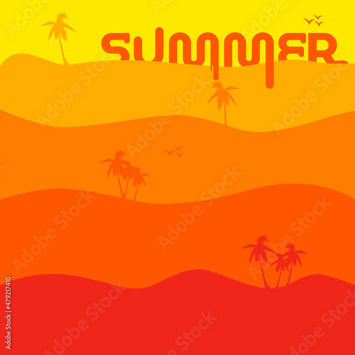 sultry desert illustration with molten lettering summer, warm colors concept