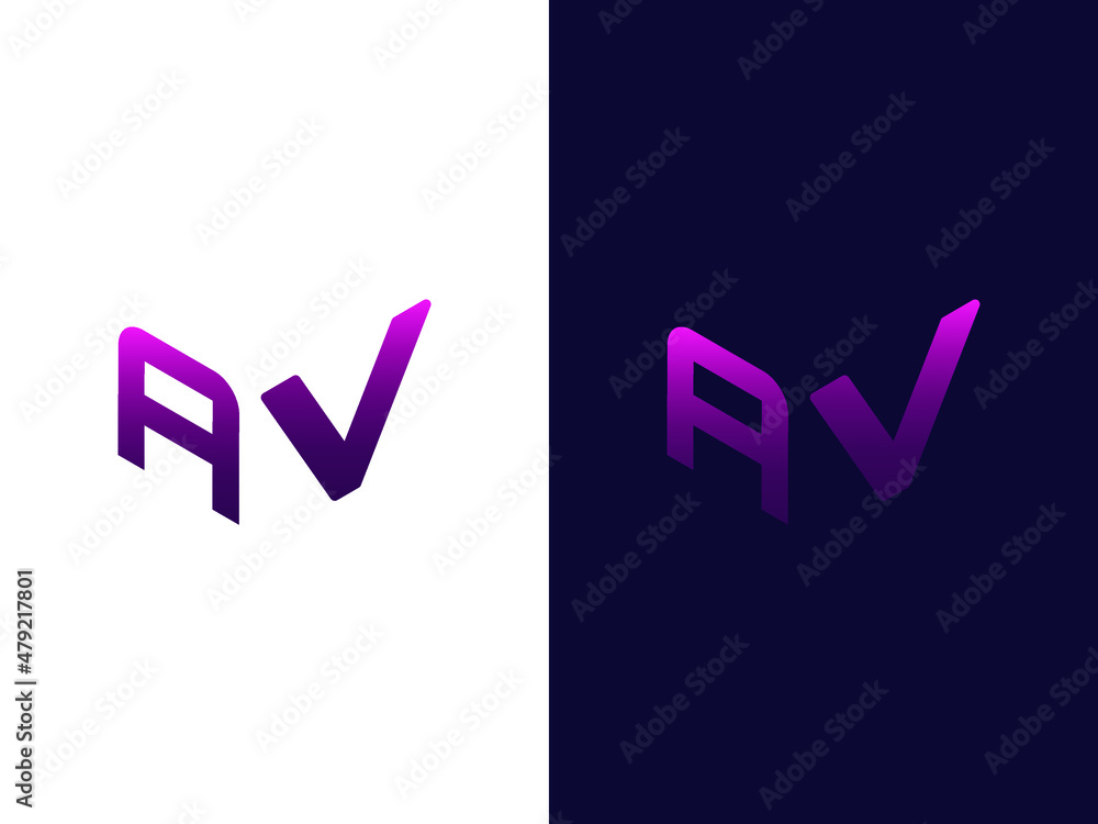 Initial letter AV minimalist and modern 3D logo design Initial letter AV minimalist and modern 3D logo design