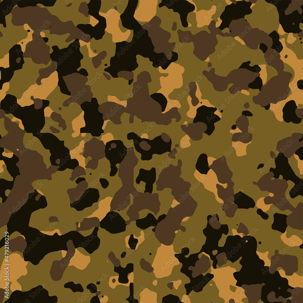 Fototapeta premium Full seamless camouflage texture skin pattern vector for military textile. Usable for Jacket Pants Shirt and Shorts. Dirty army camo masking design for hunting fabric print and wallpaper.