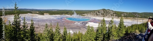Panoramic view of the Grand Prismatic Spring, Yellowstone National Park, Wyoming