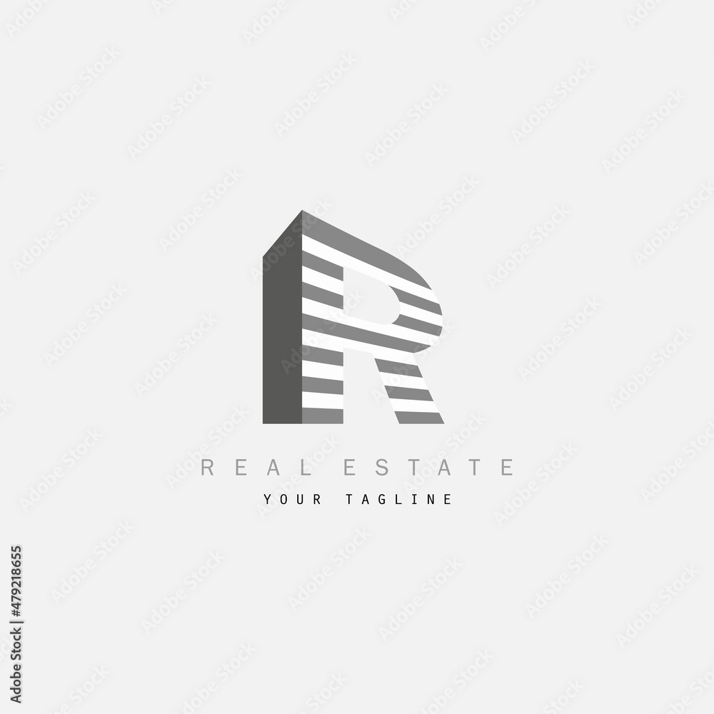 R initial business illustration logo design R initial business illustration logo design