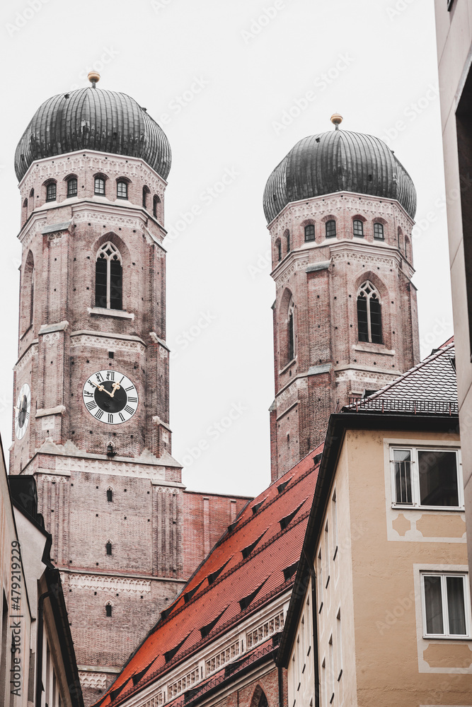 Exterior view of Frauenkirche, The Cathedral of Our Lady in Munich, Germany Exterior view of Frauenkirche, The Cathedral of Our Lady in Munich, Germany