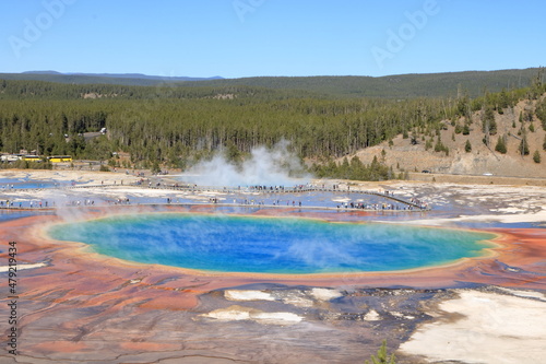 The Grand Prismatic Spring, one of the largest geysers of the world at Wyoming, USA
