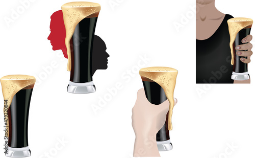 dark beer glass with foam