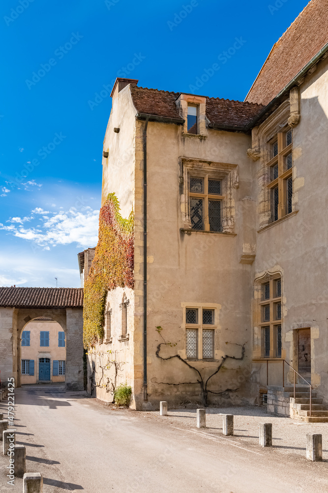Cluny in France, ancient houses, small street in Burgundy
