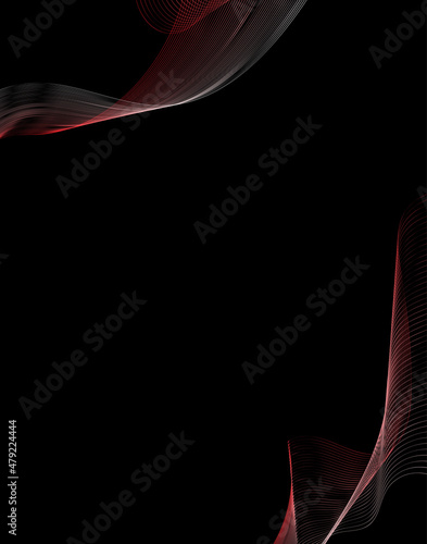 black Abstract curved lines thin geometry