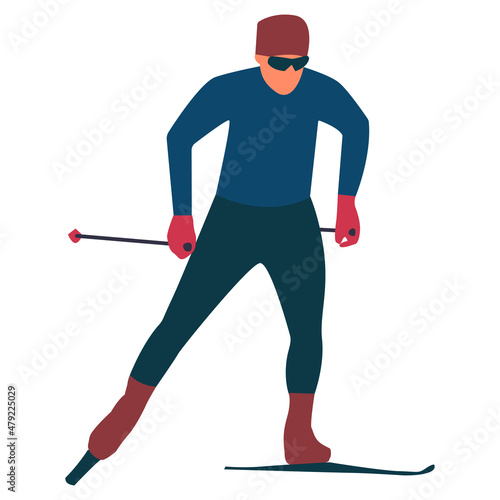Male skier. Cross-country skiing.