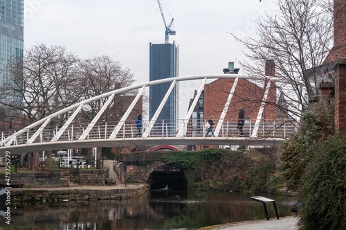 Pedestrian bridge over the canal in Manchester