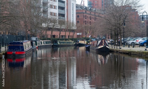 Boats sailing on the Manchester Ship Canal
