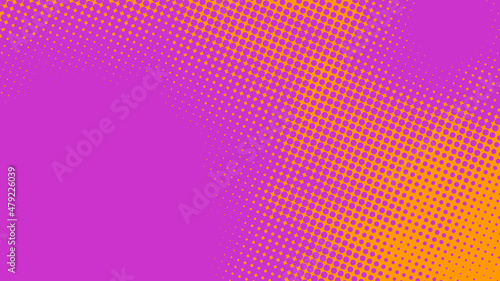 Bright orange and magenta pop art comics book background with dotted halftone design. Retro backdrop for superhero text, vector illustration eps10