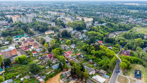 Top view of a scenic view from a drone on the city of Aleksandrov, one of the oldest cities in the Moscow region, photo