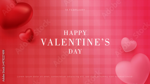 Happy  Valentine's day greeting card background graphic design. love heart red and pink on background. Place for text. suitable for banner, wallpaper, flyer, web, ect