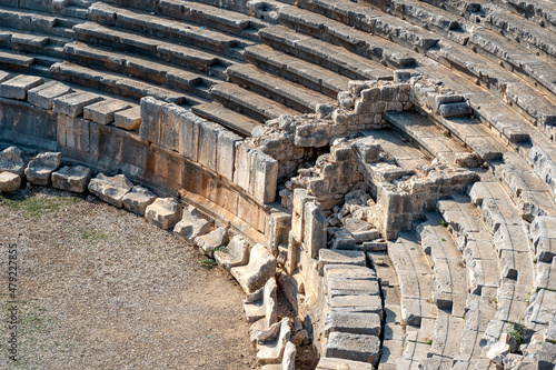 tribunes of ruined ancient amphitheate in Myra, Turkey photo