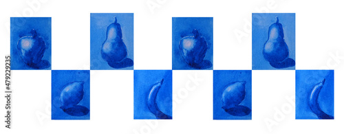 Banner con frutta blu in riquadri photo