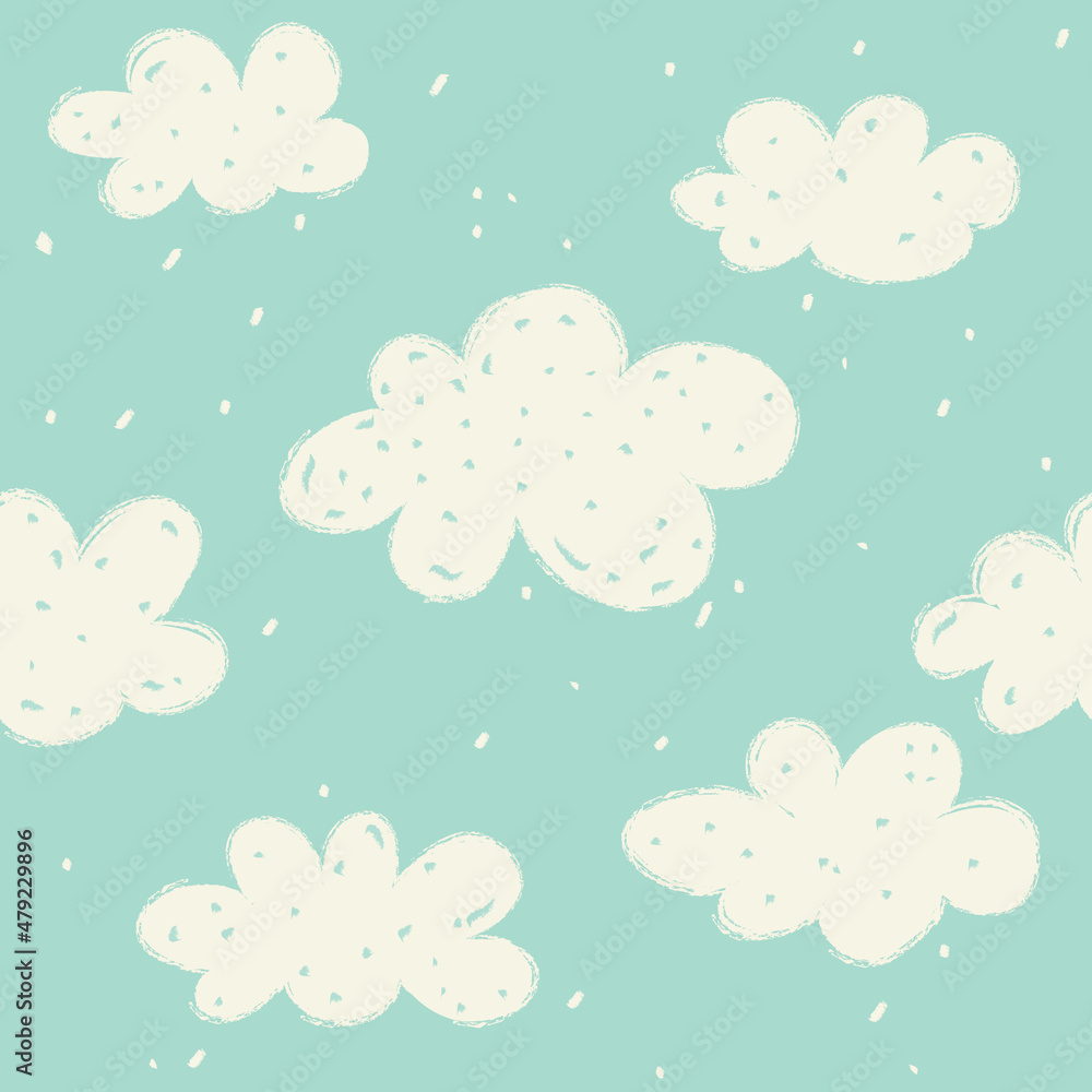 Simple seamless pattern with clouds on a blue background. Simple seamless pattern with clouds on a blue background.