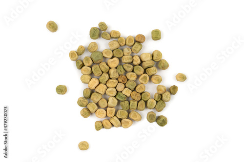 Pea seeds close-up. Germinating seeds at home. Vegan and healthy food concept. Growing sprouts. Top view