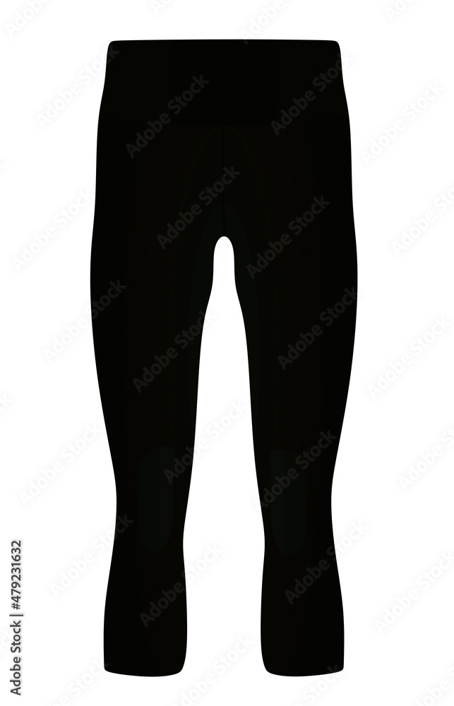 Black three quarters pants. vector illustration Black three quarters pants. vector illustration