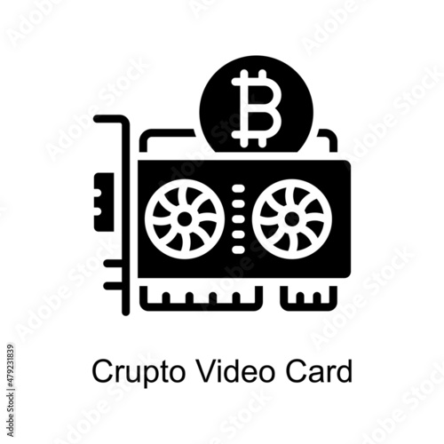 Crypto Video Card vector Solid icon for web isolated on white background EPS 10 file