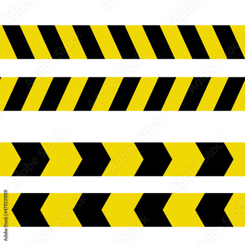 yellow black two way tape ribbon vector illustrations. Warning strips used for crime scene and construction zones