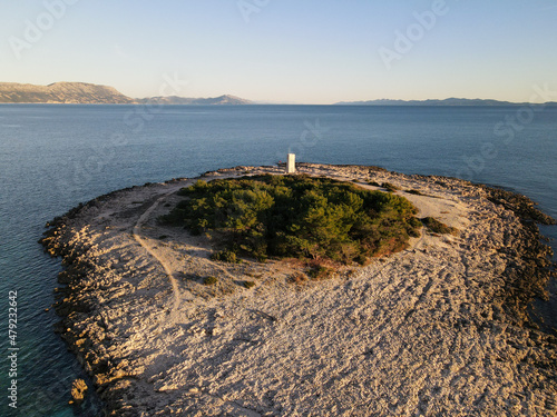 aerial view from Raznjic beach in Korcula Island, Croatia