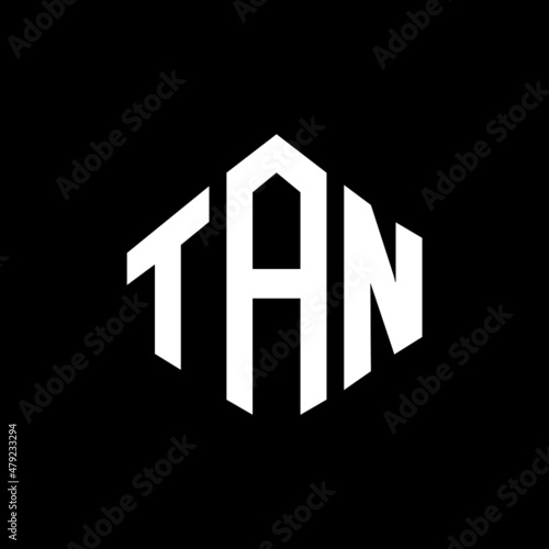 TAN letter logo design with polygon shape. TAN polygon and cube shape logo design. TAN hexagon vector logo template white and black colors. TAN monogram, business and real estate logo.