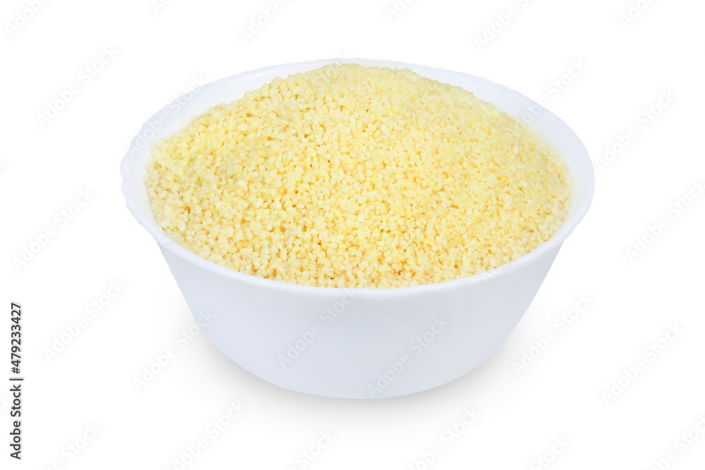 Couscous on an isolated white background. Couscous in a bowl Couscous on an isolated white background. Couscous in a bowl
