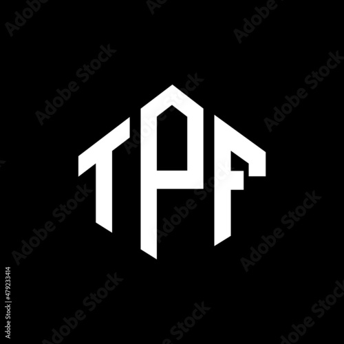 TPF letter logo design with polygon shape. TPF polygon and cube shape logo design. TPF hexagon vector logo template white and black colors. TPF monogram, business and real estate logo.