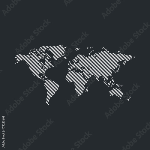 In-plane raster world map. vector illustration