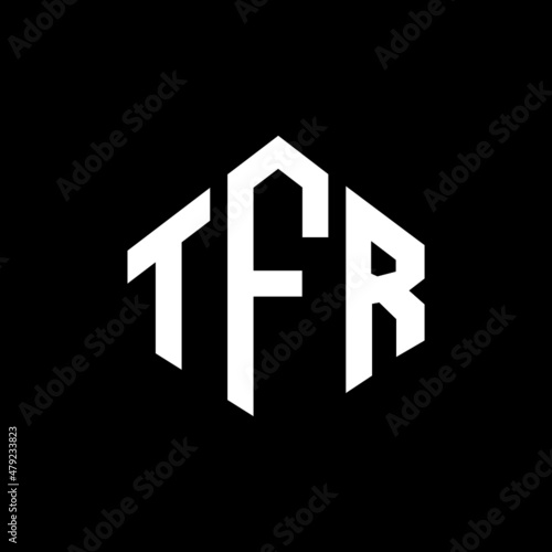 TFR letter logo design with polygon shape. TFR polygon and cube shape logo design. TFR hexagon vector logo template white and black colors. TFR monogram, business and real estate logo. photo