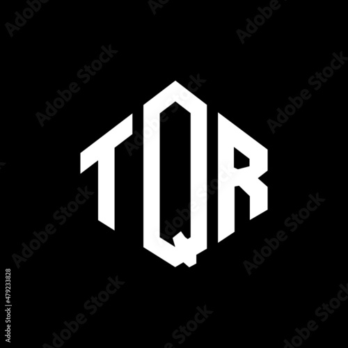 TQR letter logo design with polygon shape. TQR polygon and cube shape logo design. TQR hexagon vector logo template white and black colors. TQR monogram, business and real estate logo.